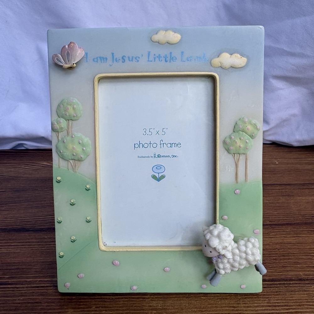 Roman Inc I Am Jesus' Little Lamb 3.5x5 Photo Frame Nursery Baby Lamb‎ Decor